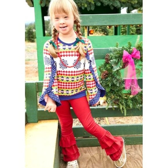 NWT Matilda Jane Girls Moments with you Falling Snow Holiday Ruffle Sweater 12 - Picture 3 of 9